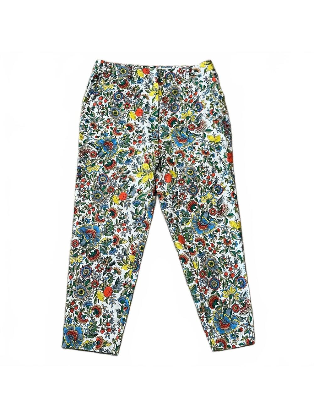 Boden Carrie Trouser Pants Lemon Tropical Meadow Floral Size 12R